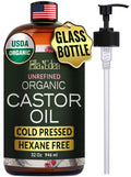 Ella & Eden Organic Castor Oil 32oz — Cold-Pressed, Hexane-Free, USDA Certified