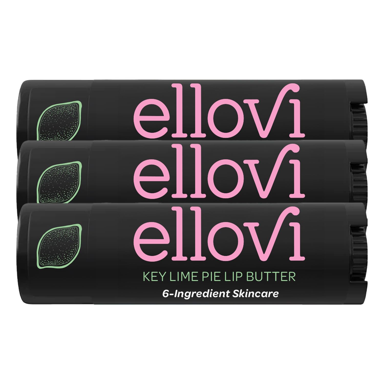 Ellovi Key Lime Lip Butter – 6-Ingredient Vegan Lip Balm for All-Day Hydration (3-Pack)