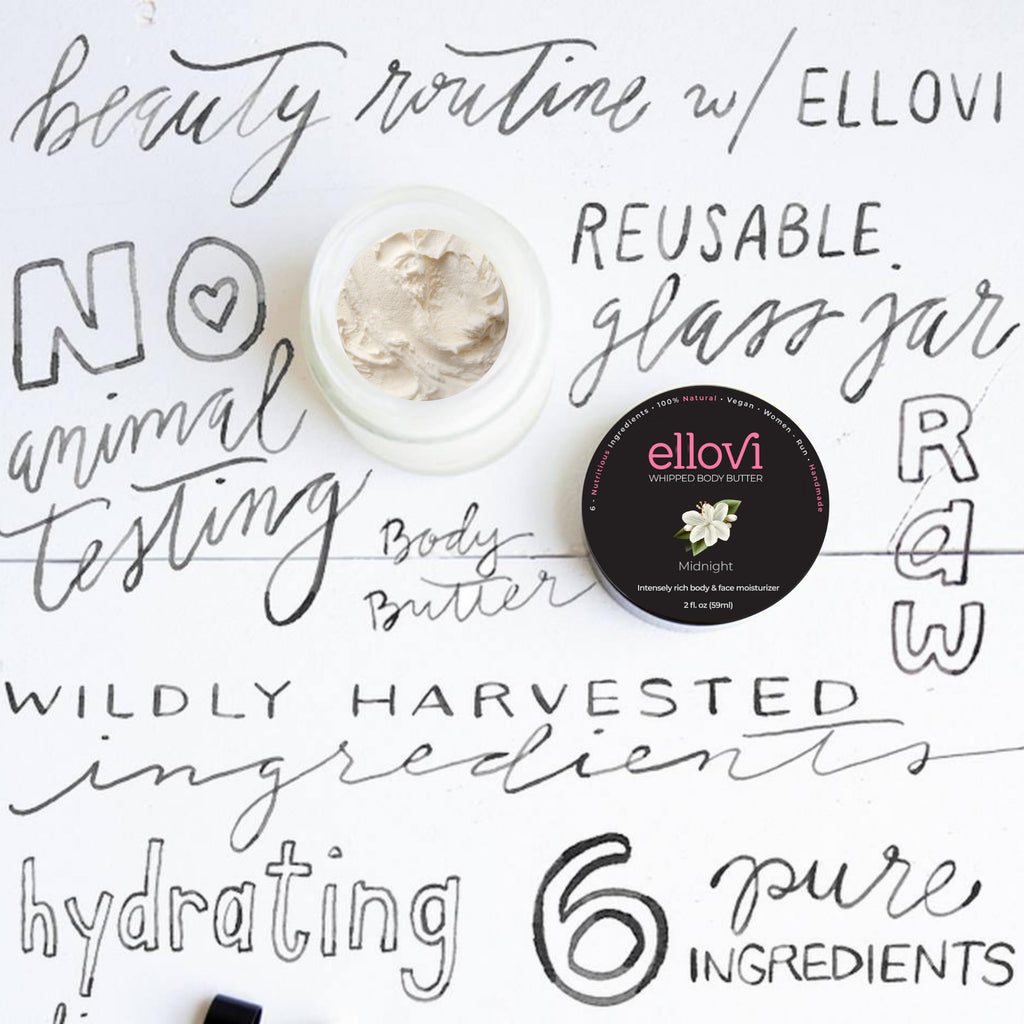 Ellovi Midnight All-Natural Whipped Body Butter | 2 oz | 6-Ingredient Vegan Moisturizer