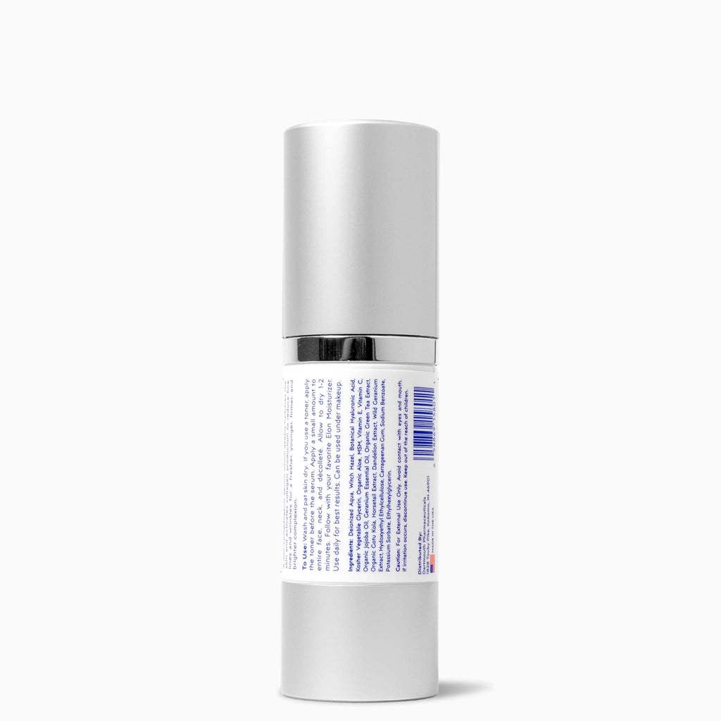 Elon Hyaluronic Acid Serum for Face & Neck - Hydration, Vitamin C & E, Jojoba Oil