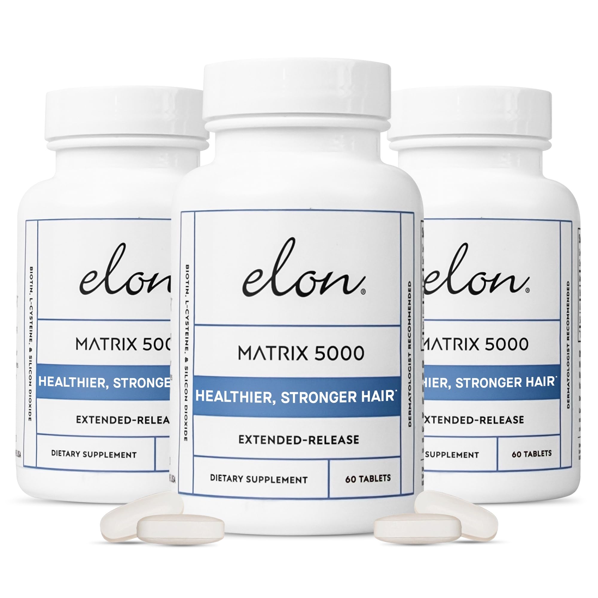 Elon Matrix 5000 Biotin 5000mcg – Extended-Release Hair Growth Vitamins (Pack of 3, 180-Day Supply)