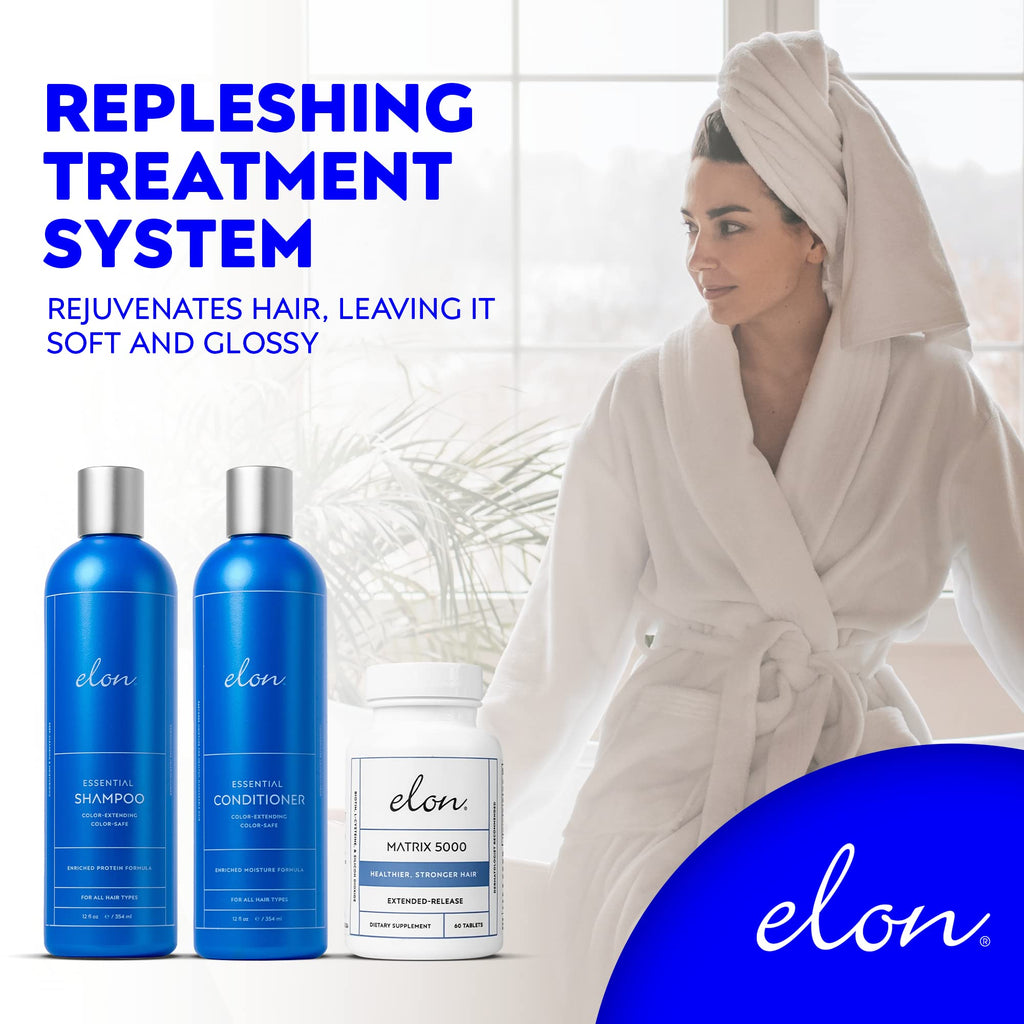 Elon Complete Kit for Thinning Hair – Shampoo, Conditioner & Matrix 5000