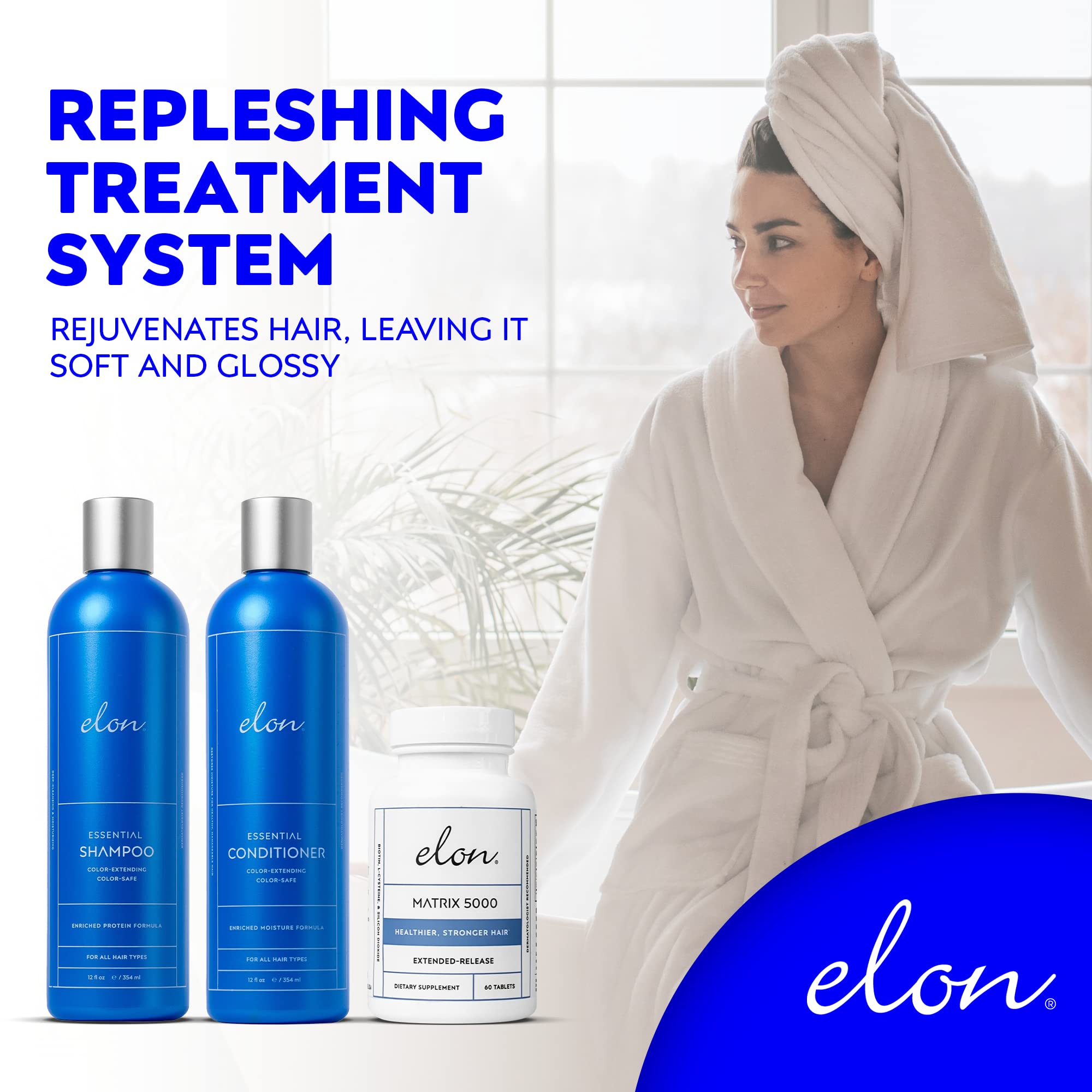 Elon Complete Kit for Thinning Hair – Shampoo, Conditioner & Matrix 5000