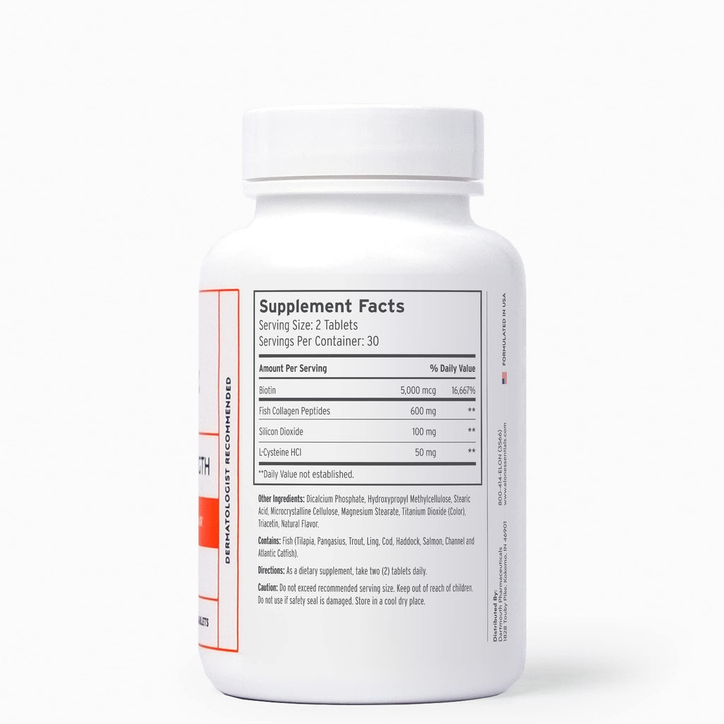 Elon R3 Hair Growth Supplement for Women – Biotin 5000 mcg, Collagen Peptides, Extended-Release (60 Tablets)