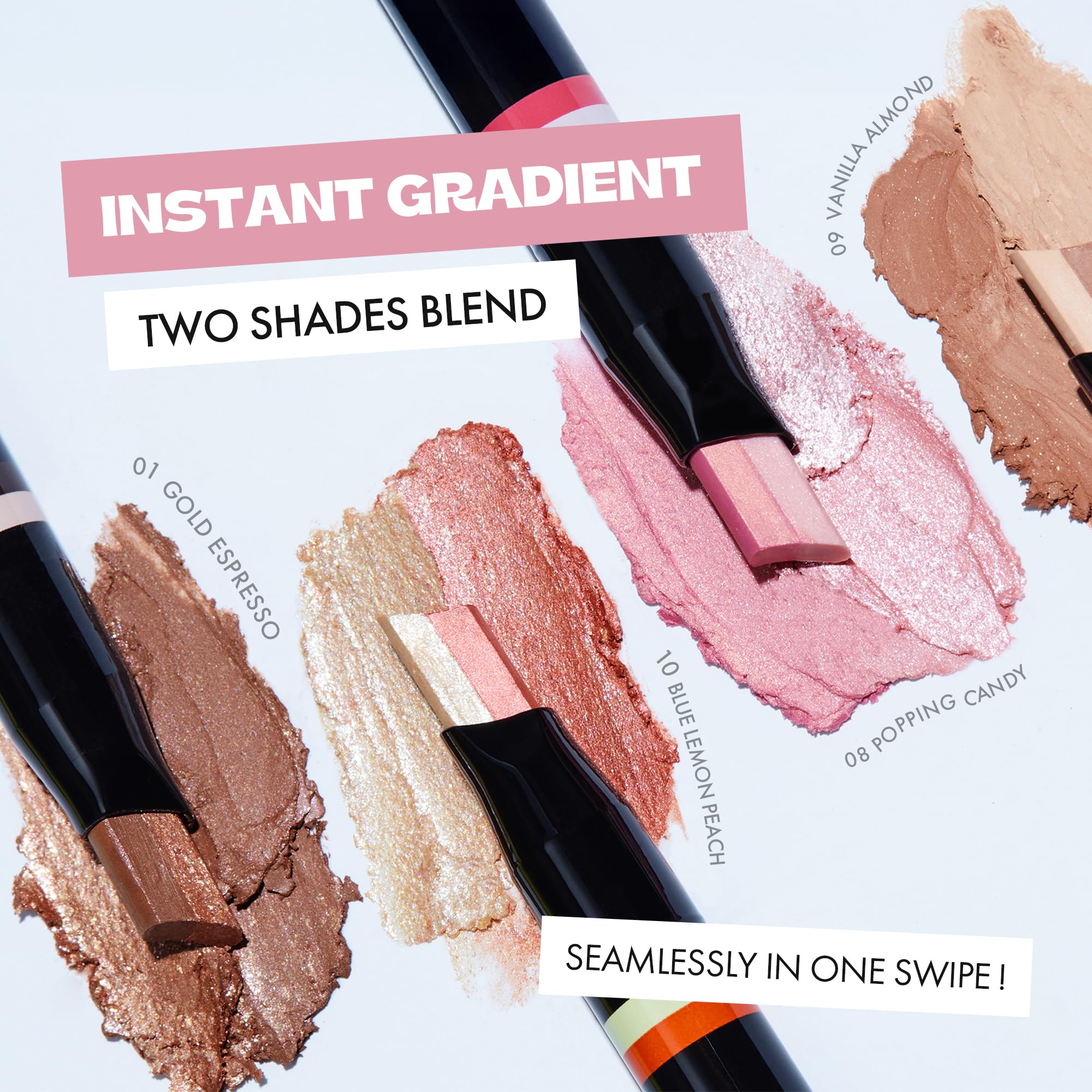 ELROEL Blanc Double Shadow Stick - 48HR Dual-Tone Eye Shadow Pencil | Waterproof & Smudge-Proof