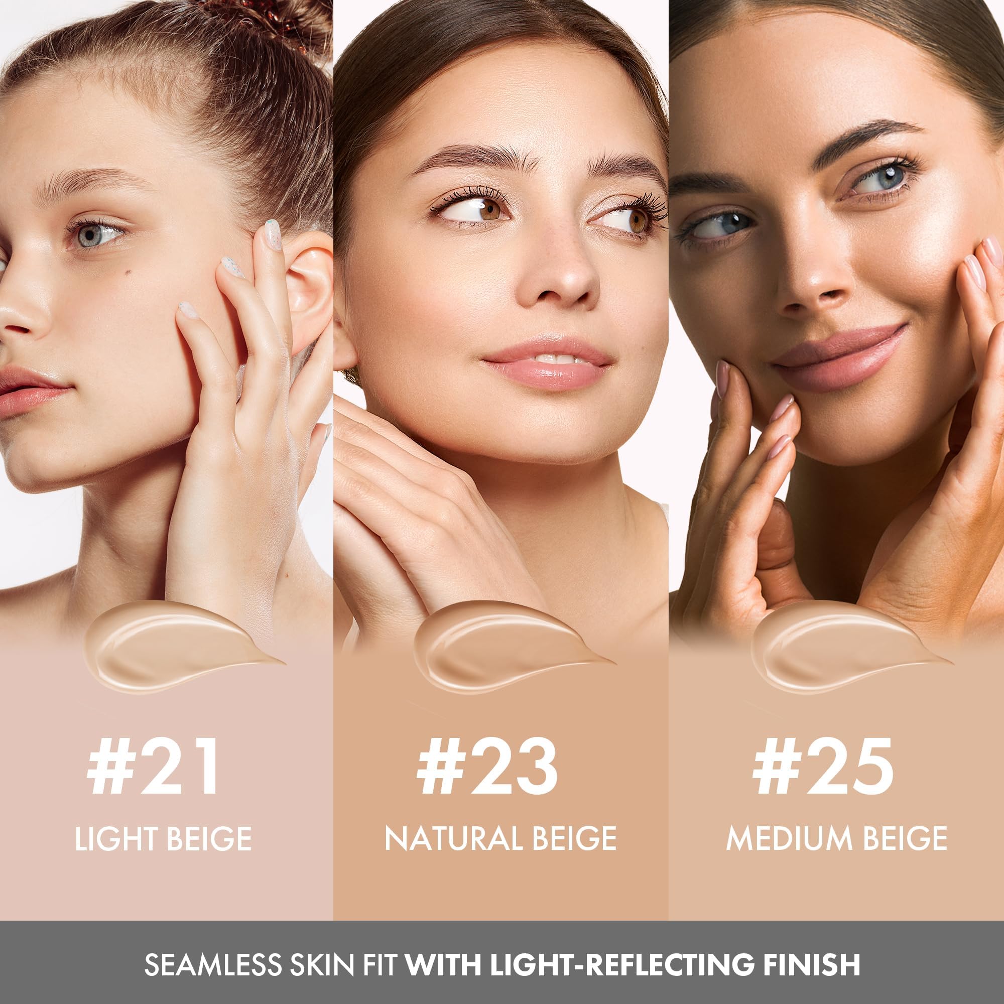 ELROEL Blending Cushion 4-in-1 Foundation with Italian Caviar, Collagen & Hyaluronic Acid – 12HR Hydration (#25 Medium Beige) 0.44 oz