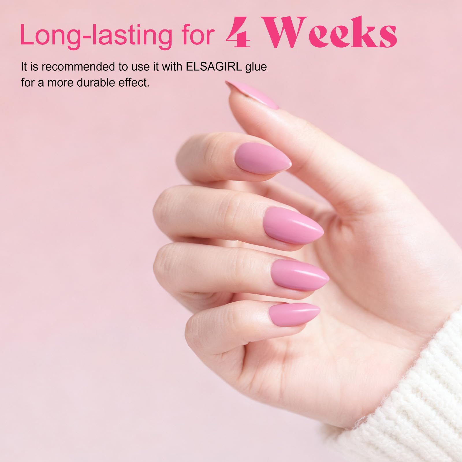 ELSAGIRL 12 Colors Short Almond Press-On Nails — 360 PCS with Adhesive Tabs | Glossy Jelly Nude Milky White