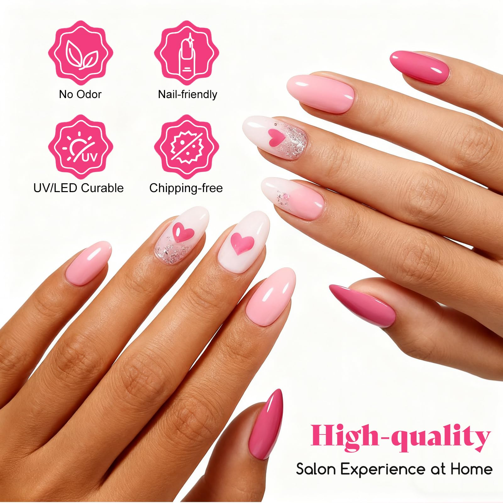 ELSAGIRL 12 Colors Short Almond Press-On Nails — 360 PCS with Adhesive Tabs | Glossy Jelly Nude Milky White