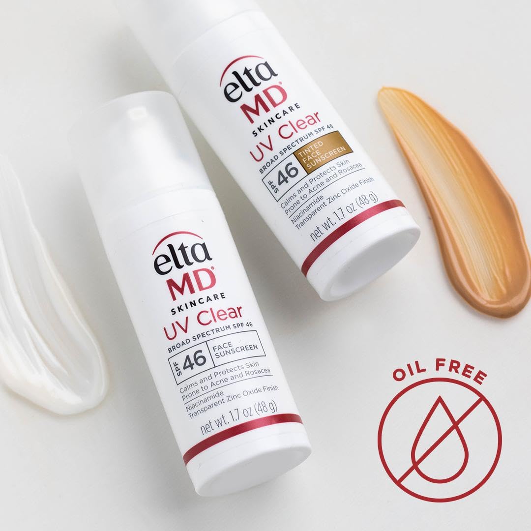 EltaMD UV Clear SPF 46 Face Sunscreen — Oil-Free for Acne-Prone Skin | 1.7 oz Pump (Pack of 2)