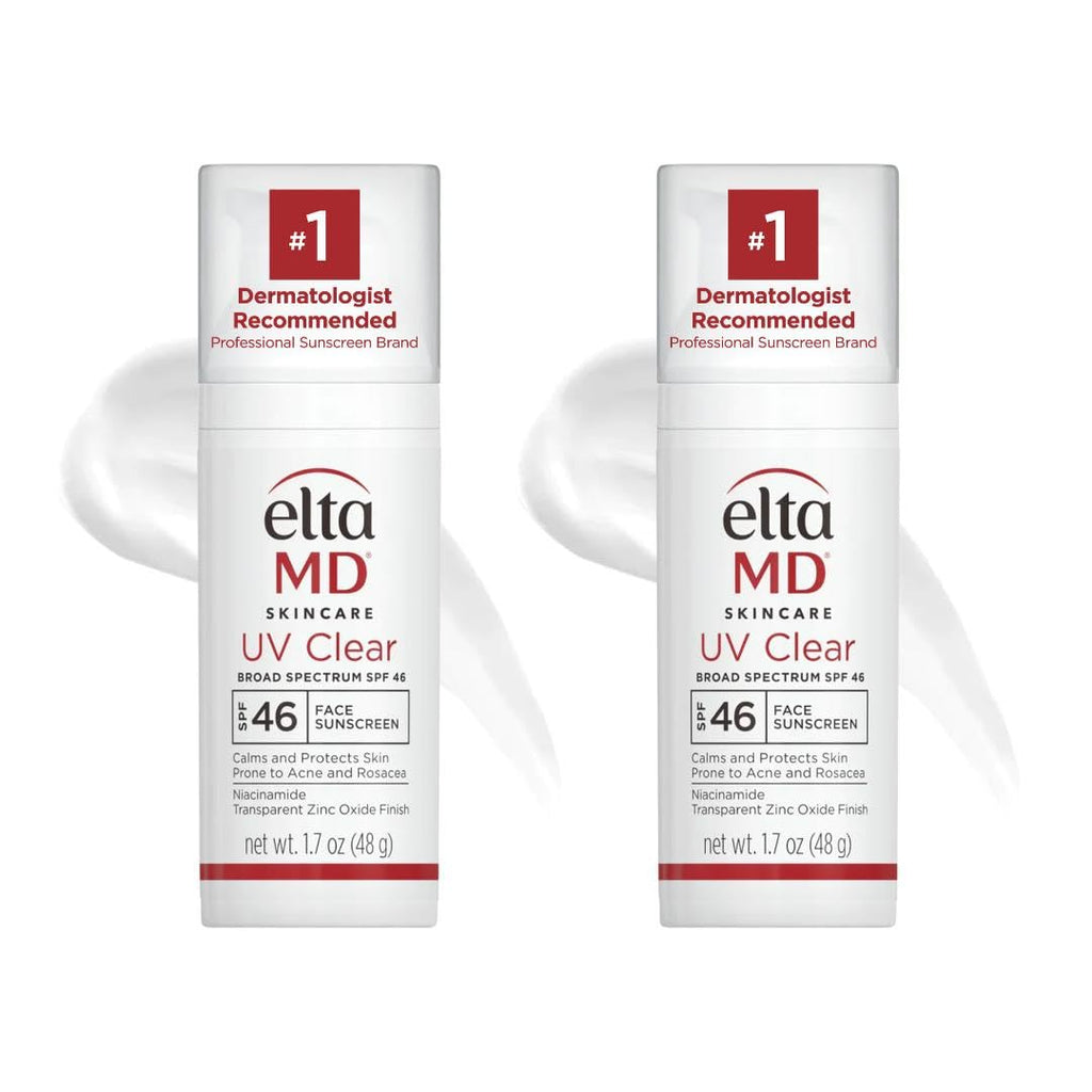 EltaMD UV Clear SPF 46 Face Sunscreen — Oil-Free for Acne-Prone Skin | 1.7 oz Pump (Pack of 2)