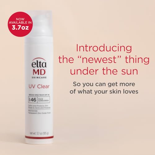 EltaMD UV Clear SPF 46 — Oil-Free Zinc Oxide Facial Sunscreen for Acne-Prone & Sensitive Skin (3.7 oz)