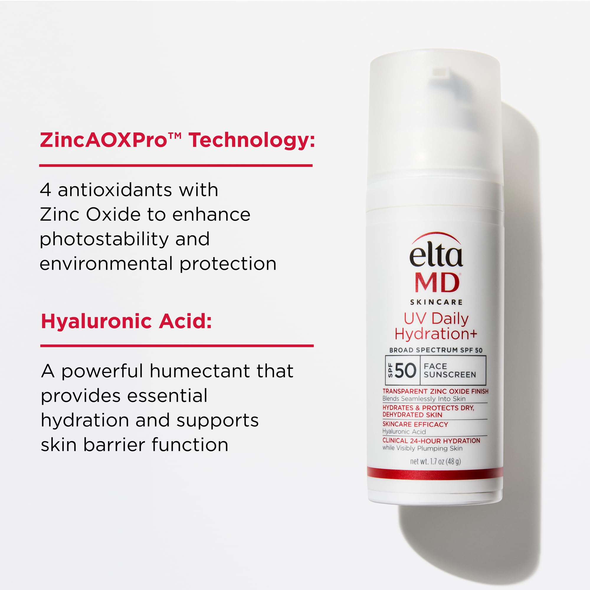 EltaMD UV Daily Hydration+ SPF 50 — Lightweight Hybrid Sunscreen with Hyaluronic Acid