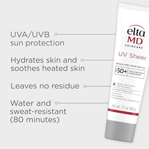 EltaMD UV Sheer SPF 50+ Face & Body Sunscreen – Oil-Free, No White Cast (1.7 oz)