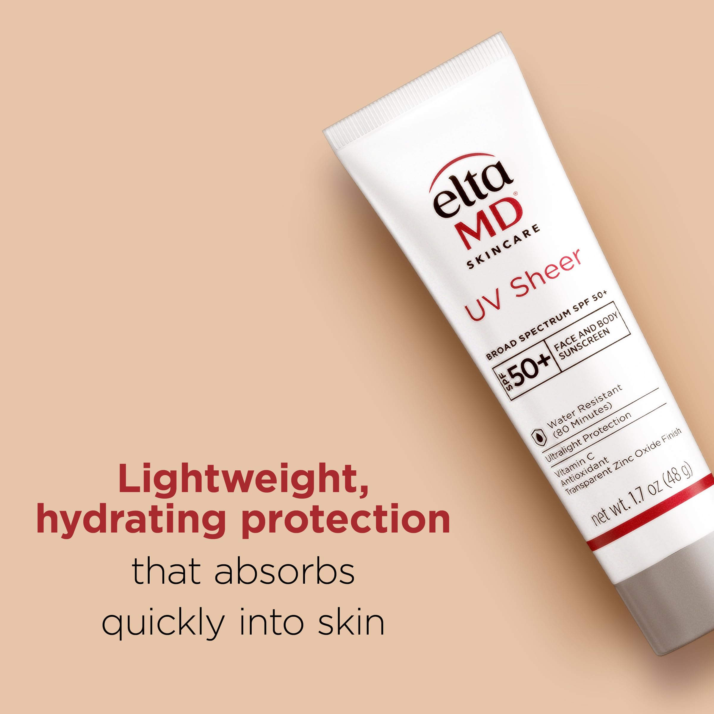 EltaMD UV Sheer SPF 50+ Face & Body Sunscreen – Oil-Free, No White Cast (1.7 oz)