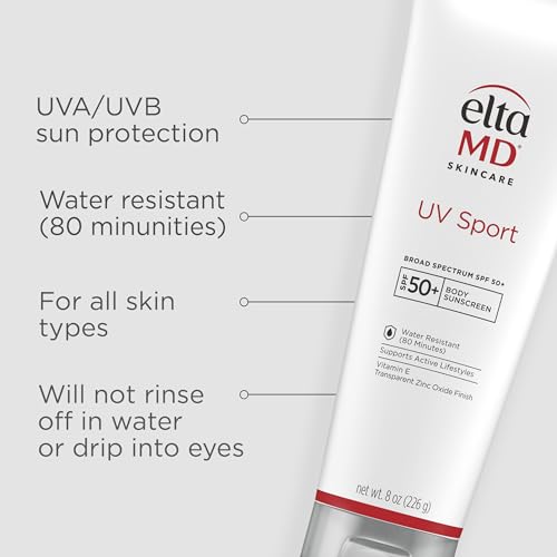 EltaMD UV Sport SPF 50 Sunscreen Lotion for Face & Body — Water- and Sweat-Resistant, Oil-Free, Zinc Oxide