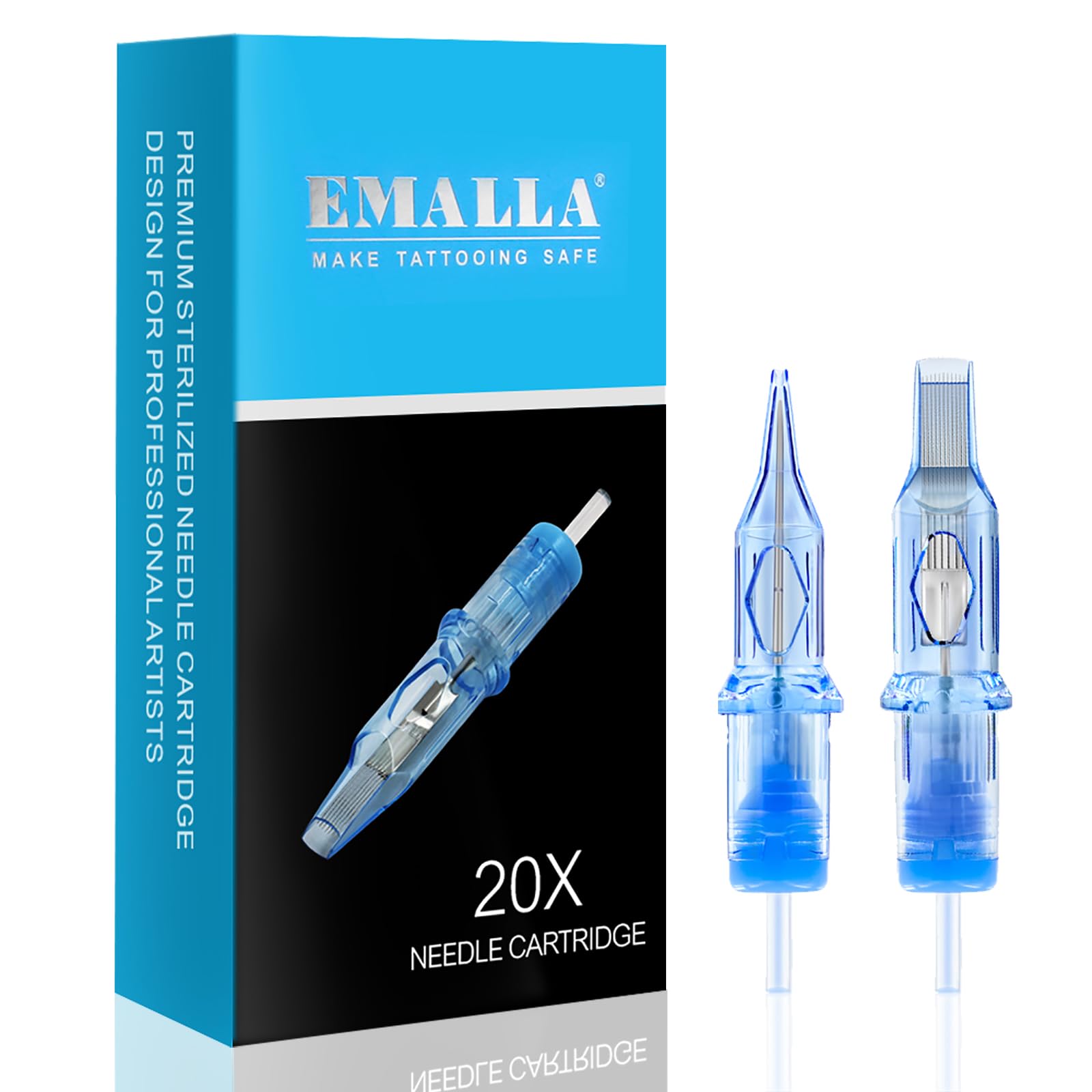Emalla Eliot Tattoo Cartridge Needles 20Pcs #10 Bugpin Curved Magnum 0.30mm 5.0mm Taper | 1009CML