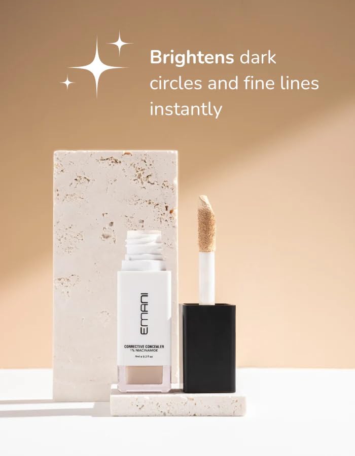 Emani HD Corrective Liquid Mineral Concealer – Full Coverage with Vitamin C & Hyaluronic Acid
