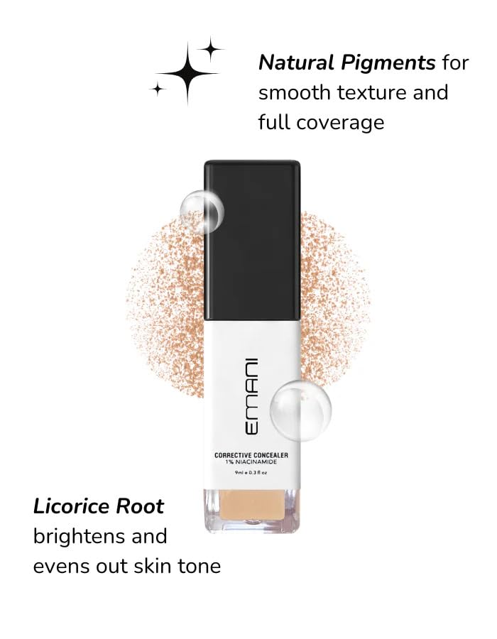 Emani HD Corrective Liquid Mineral Concealer – Full Coverage with Vitamin C & Hyaluronic Acid