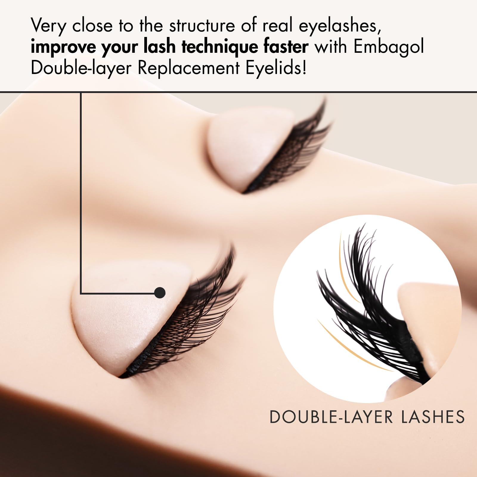 Embagol 6 Pairs Double-Layer Replacement Eyelids for Lash Extension Practice