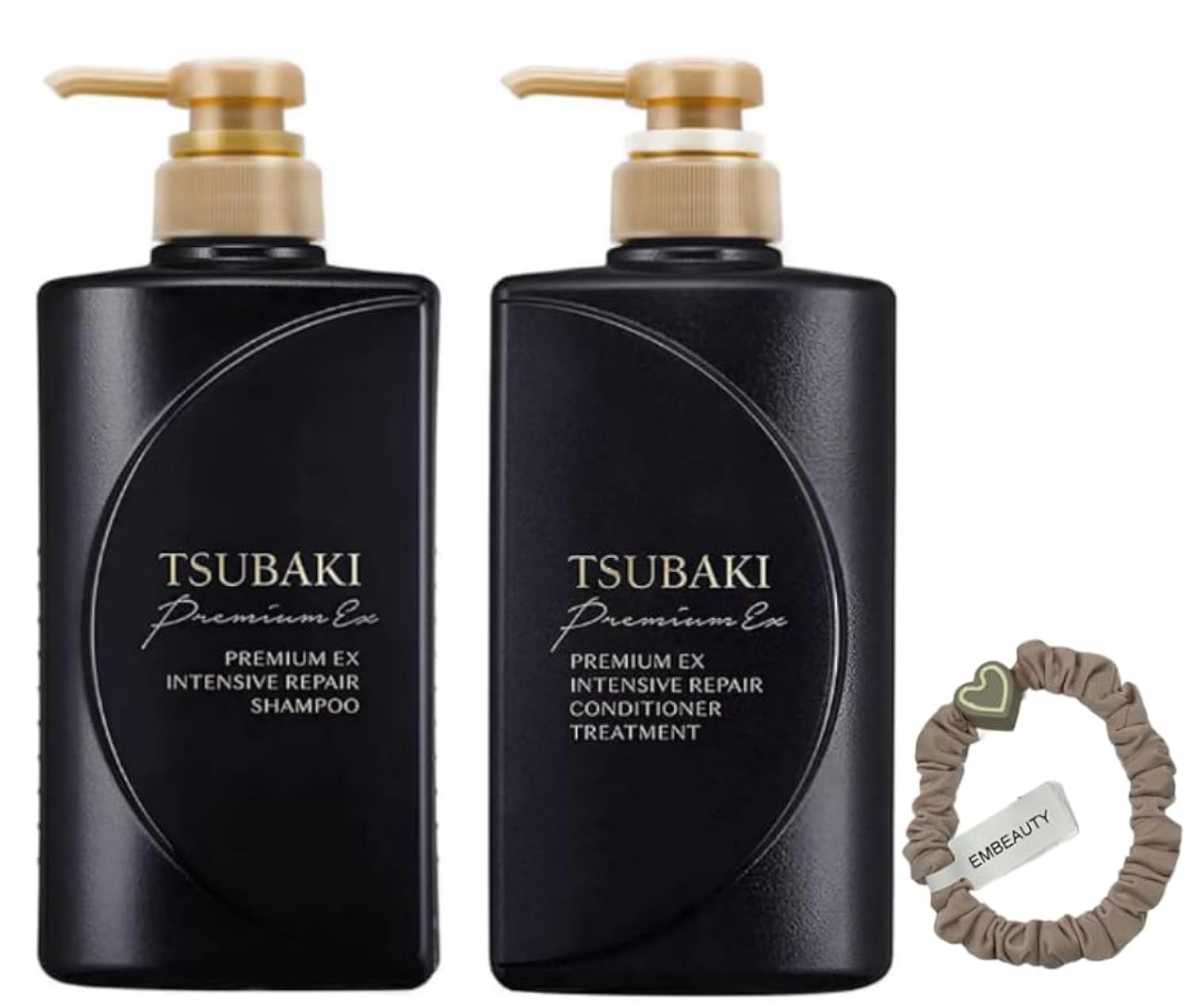 EMBEAUTY Premium Black Set — EX Ion Repair Shampoo & Conditioner 400ml + 1 Hair Tie