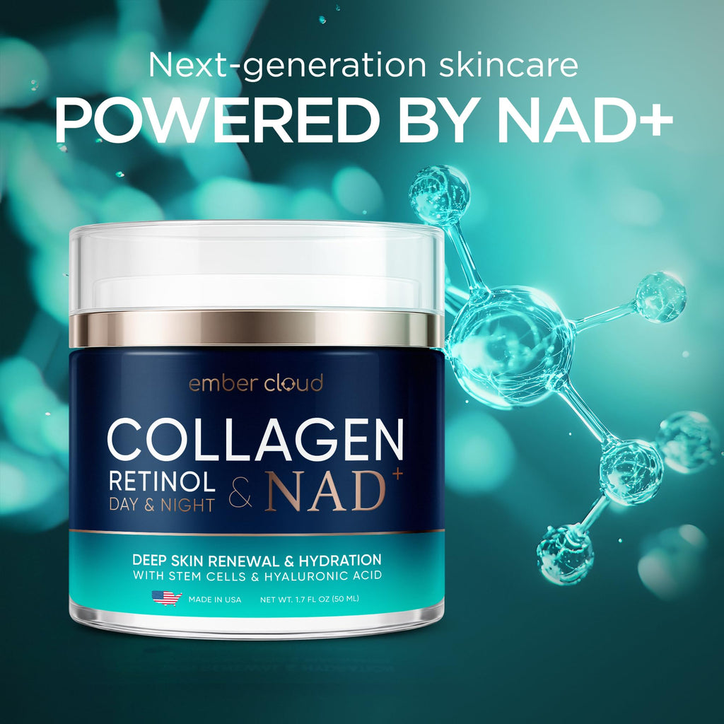 Ember Cloud Collagen NAD+ Cream – Day & Night Face Moisturizer with Retinol, Hyaluronic Acid & Niacinamide | Made in USA