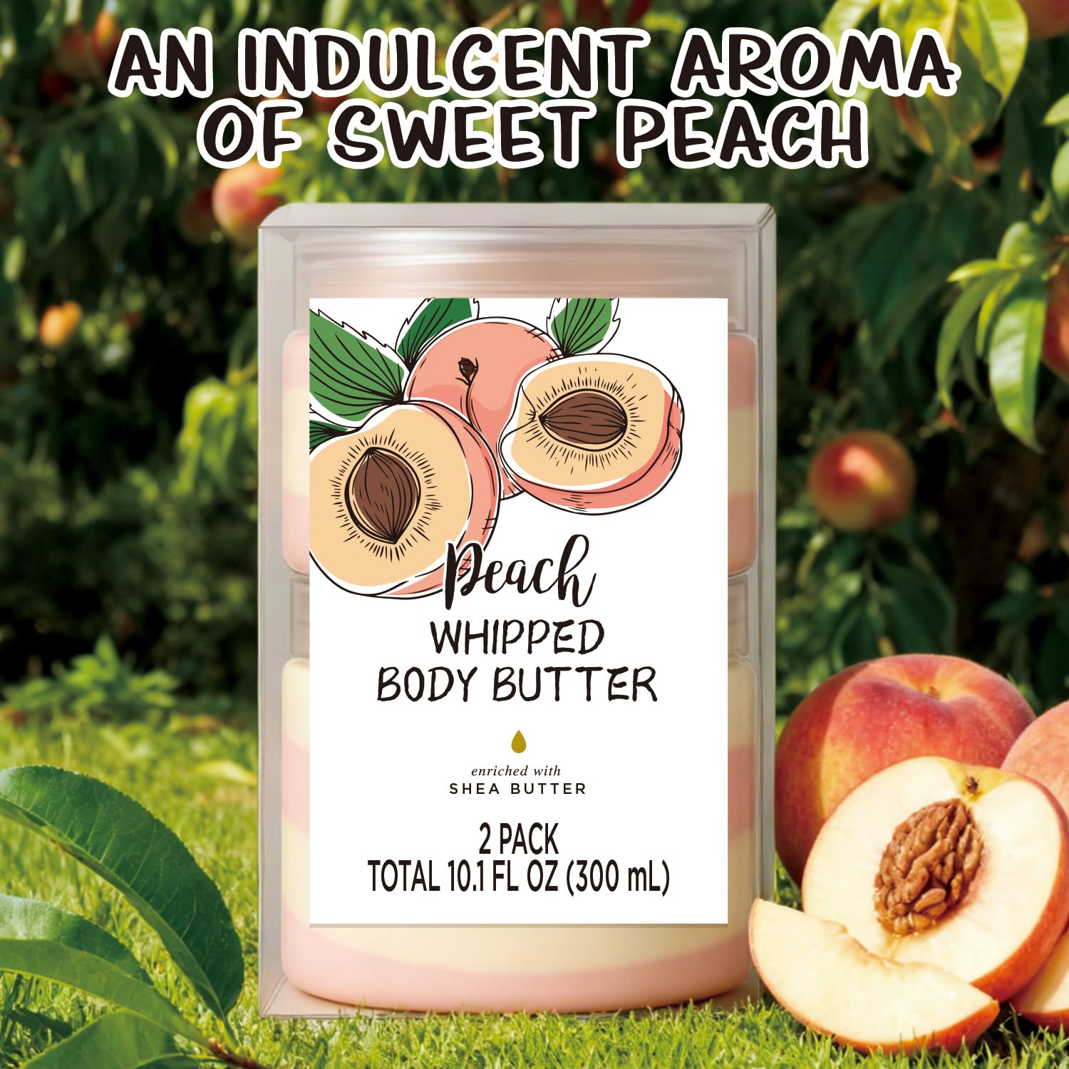 Embleaf Peach Whipped Body Butter | Deep Moisturizing Shea Lotion for Dry Skin (100ml + 200ml)