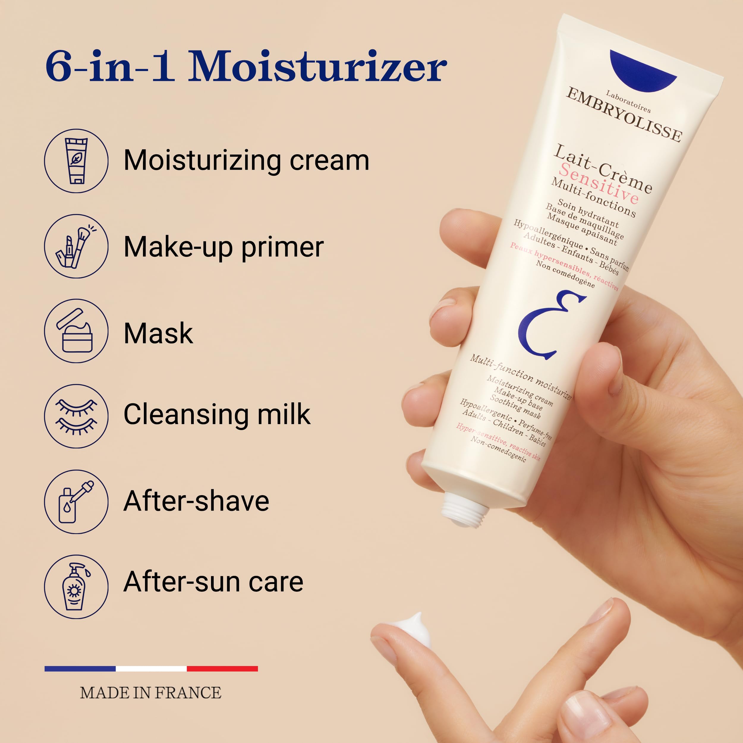 Embryolisse Lait-Creme Sensitive Moisturizer – Fragrance-Free Hydration for Sensitive Skin (1.01 oz)