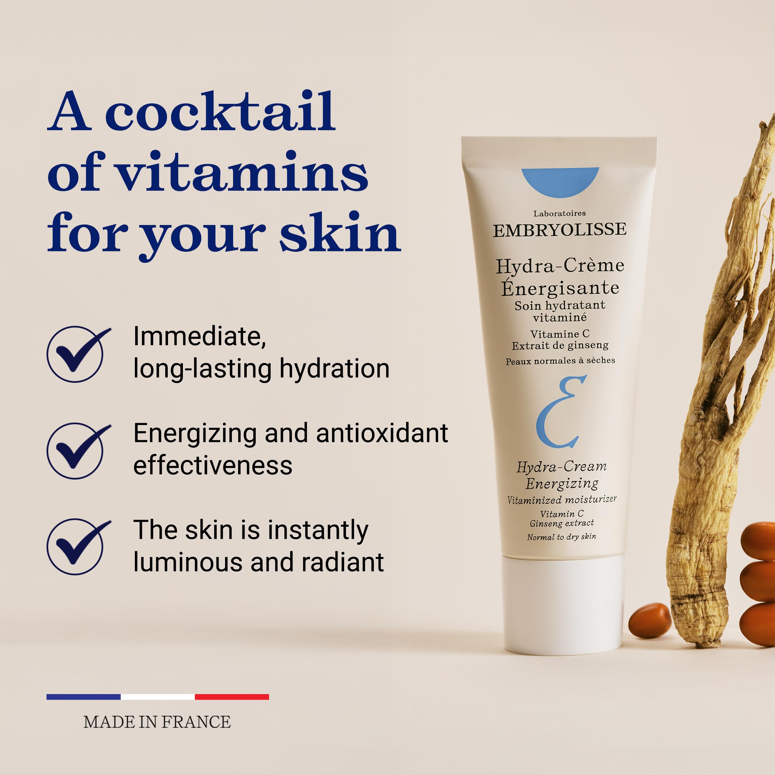 Embryolisse Vitamin C Energizing Face Moisturizer – Radiance, Hydration & Daily Glow, 1.35 fl oz