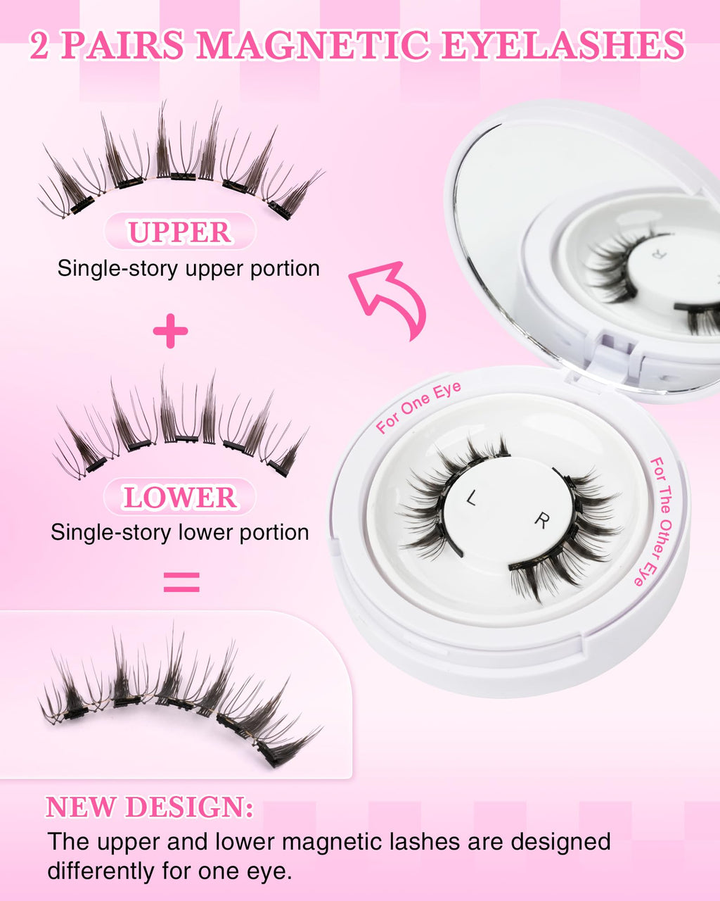 EMEDA Natural Look Magnetic Eyelashes Kit – 2 Pairs, No Glue, Easy Wear, Reusable