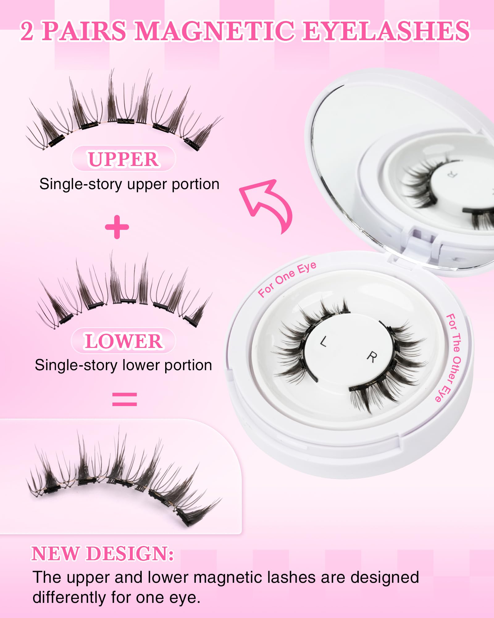 EMEDA Natural Look Magnetic Eyelashes Kit – 2 Pairs, No Glue, Easy Wear, Reusable
