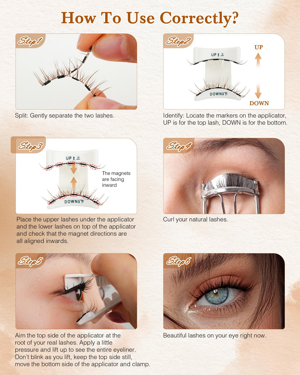 EMEDA Natural Look Magnetic Eyelashes Kit – 2 Pairs, Reusable, No Glue, Includes Applicator & Mirror