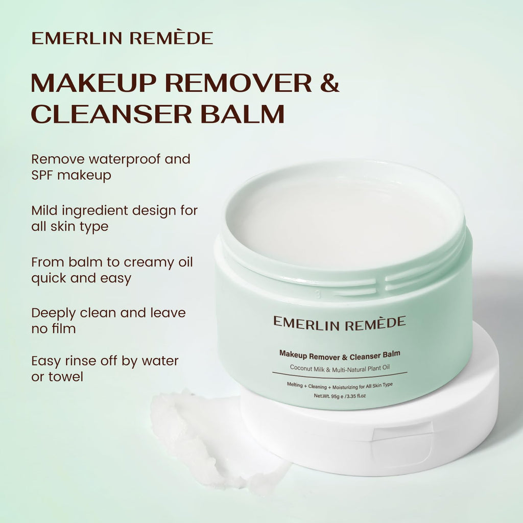Emerlin Remède Makeup Remover Balm with Coconut Milk – Melt, Cleanse, Moisturize