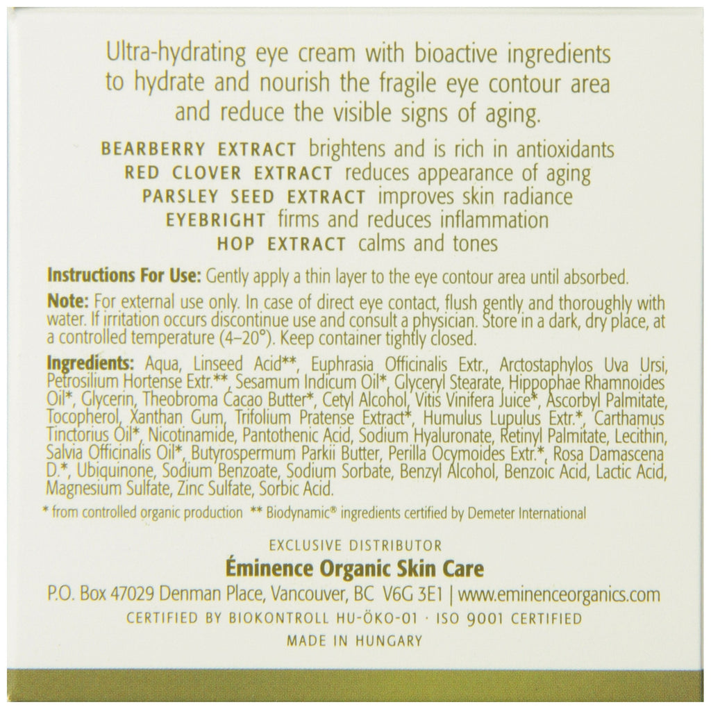 Eminence Organic Skincare Bearberry Eye Repair Cream 0.5 oz | Nourishing Under-Eye Care