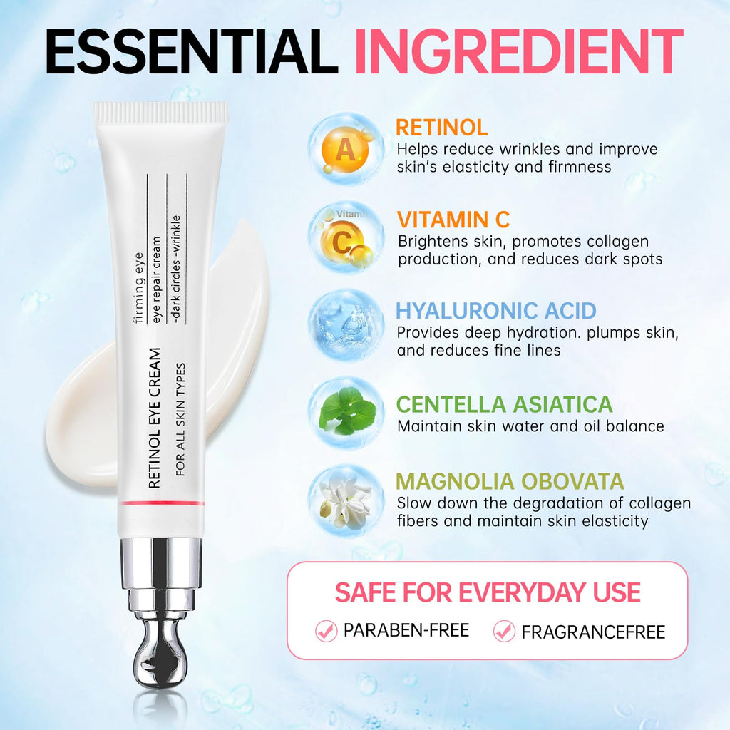 Emisun Retinol Eye Cream – Instant Reduction of Eye Bags, Dark Circles & Puffiness | 0.7 oz