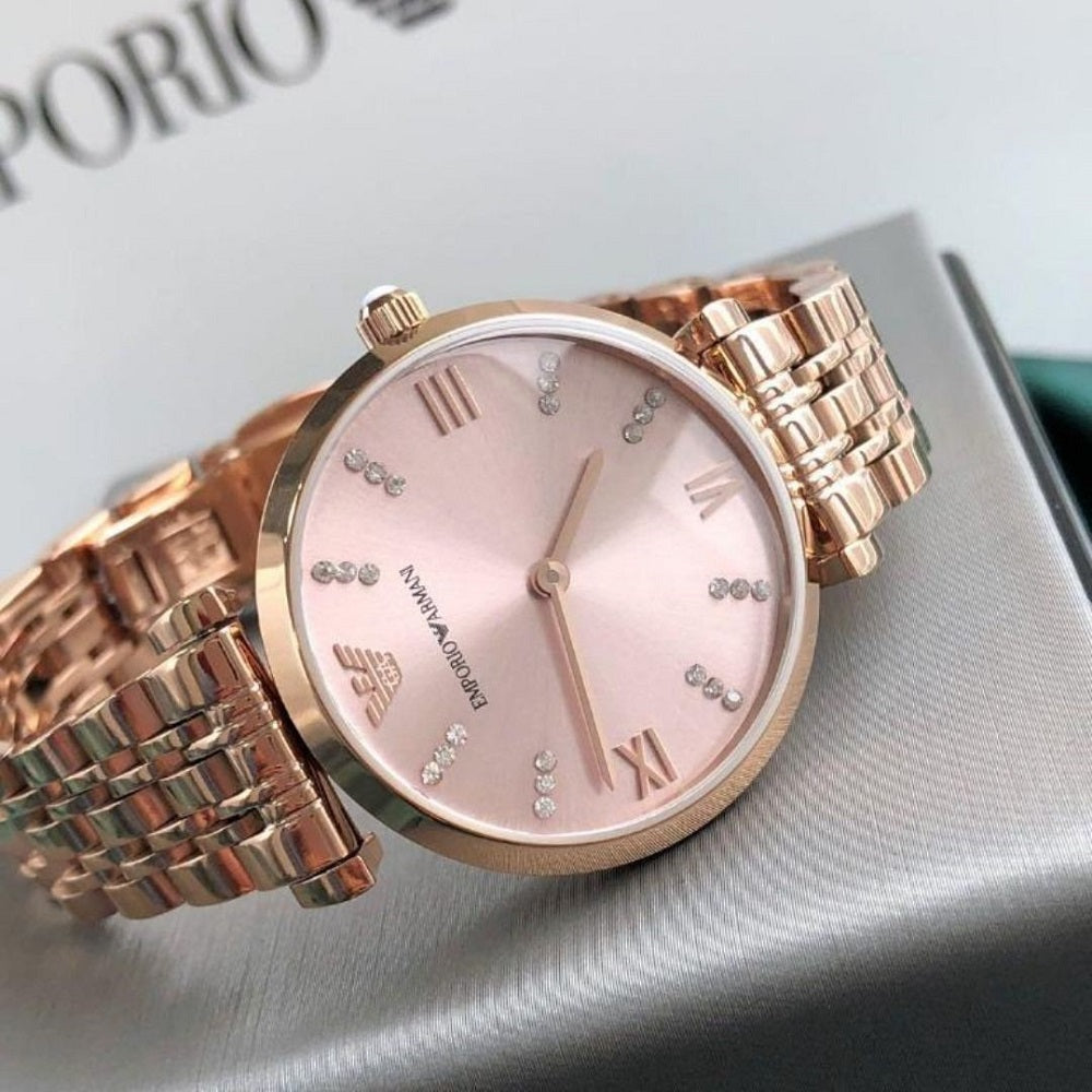 Emporio Armani AR11059 Gianni T-Bar Rose Gold Watch
