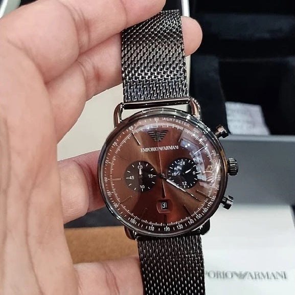 Emporio Armani AR11141 Aviator Men's Grey Mesh Watch