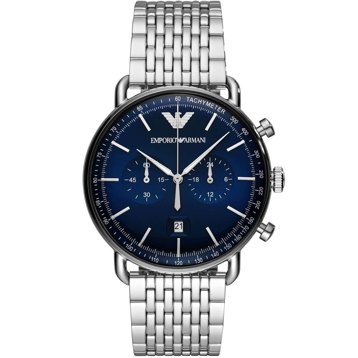 Emporio Armani AR11238 Aviator Men's Silver & Blue Watch