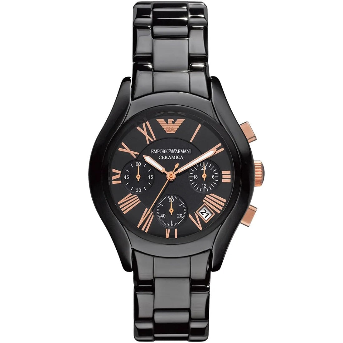 Emporio Armani AR1411 Ceramica Women's Black & Rose Gold Watch