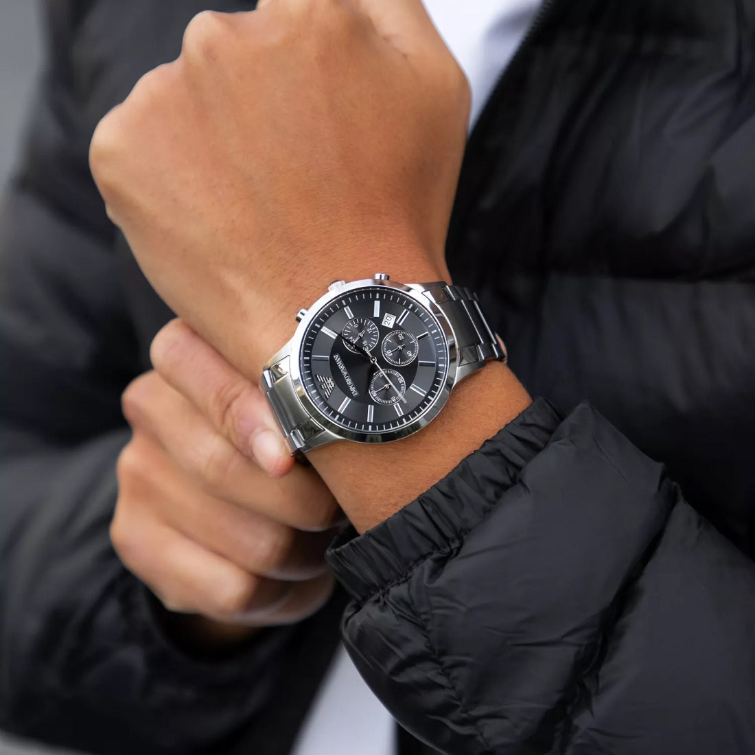 Emporio Armani AR2460 Renato Men's Large Silver Watch