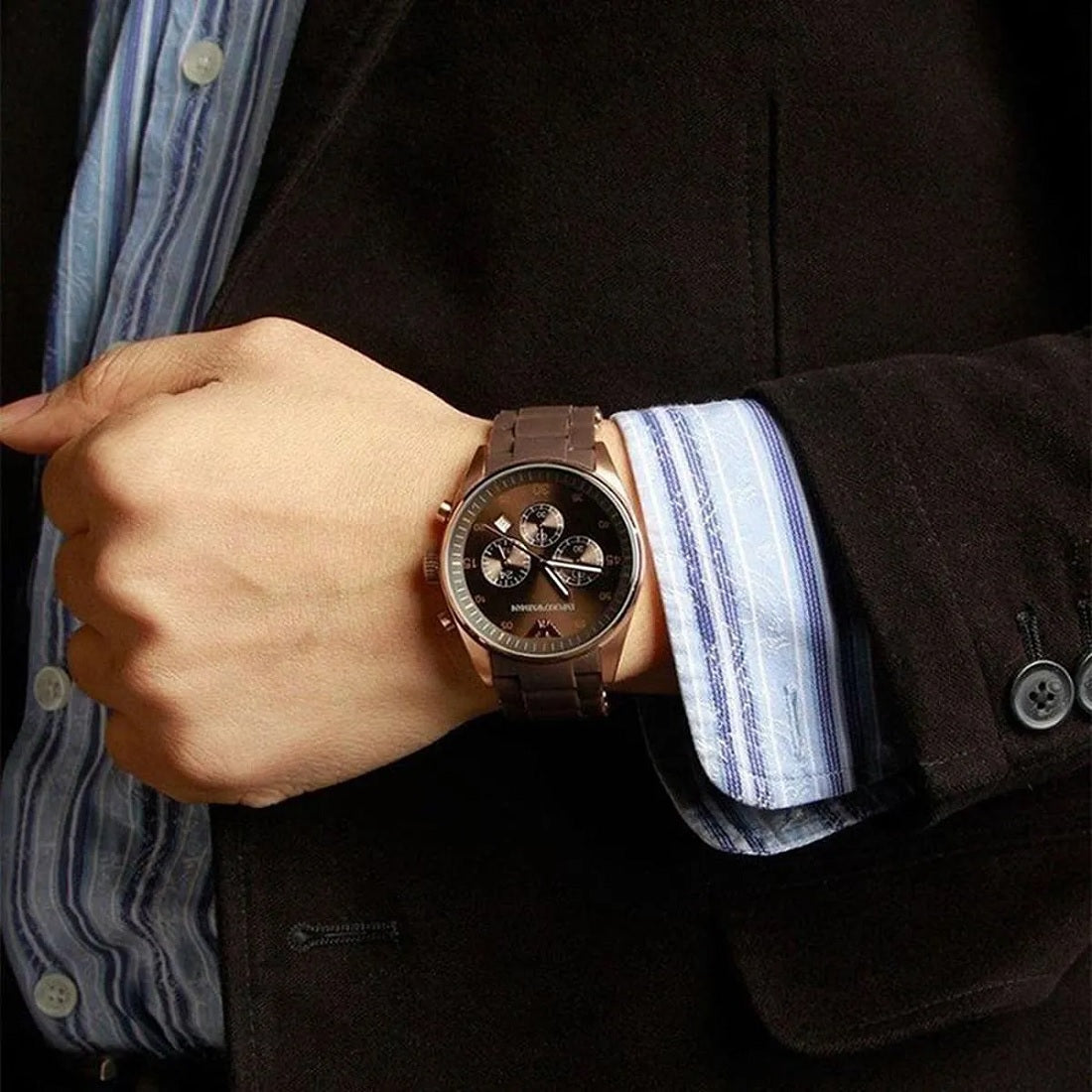 Emporio Armani AR5890 Sportivo Men's Brown & Rose Gold Watch