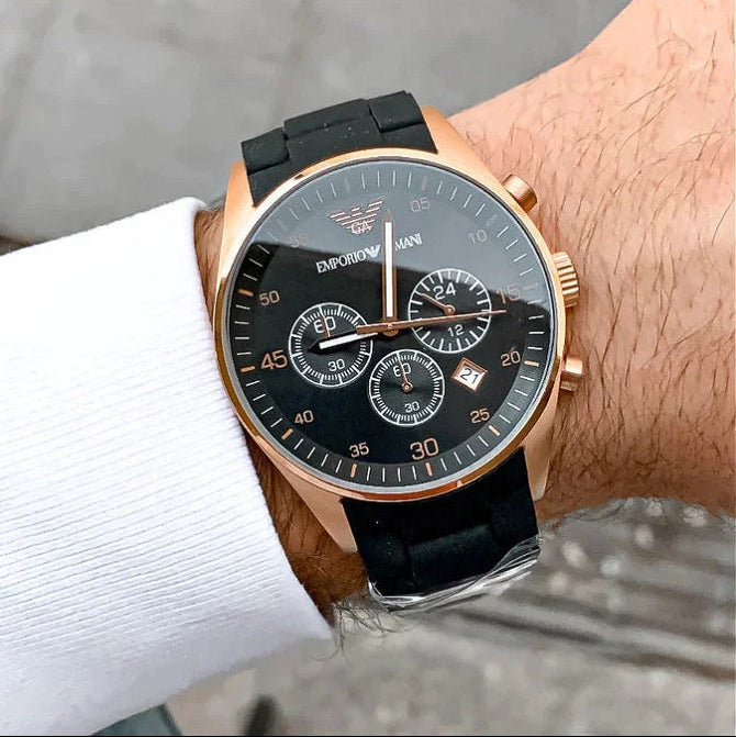 Emporio Armani AR5905 Sportivo Men's Black & Rose Gold Watch