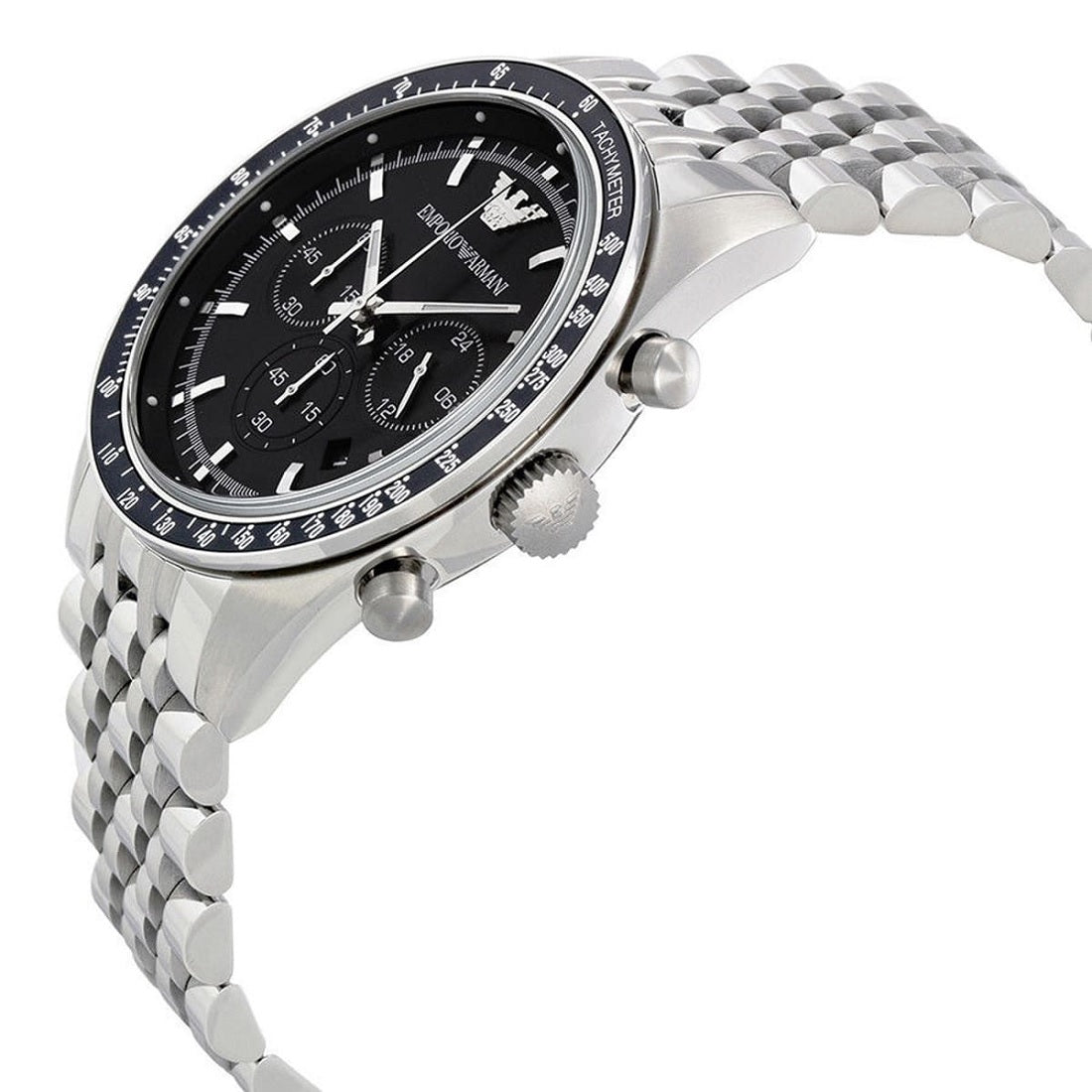 Emporio Armani AR5988 Tazio Men's Silver & Black Chronograph