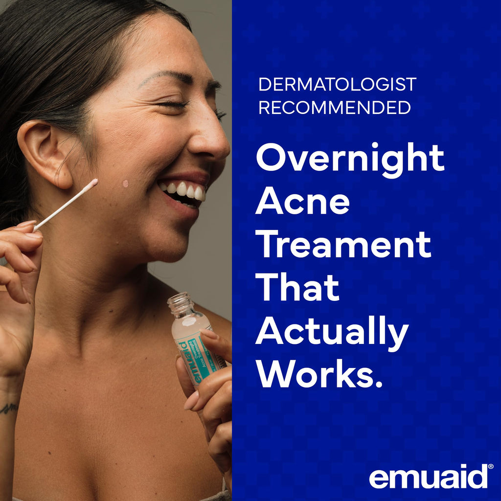EMUAID Overnight Acne Treatment – Fast-Acting Acne Solution with Salicylic Acid & Organic Sulfur, 1oz