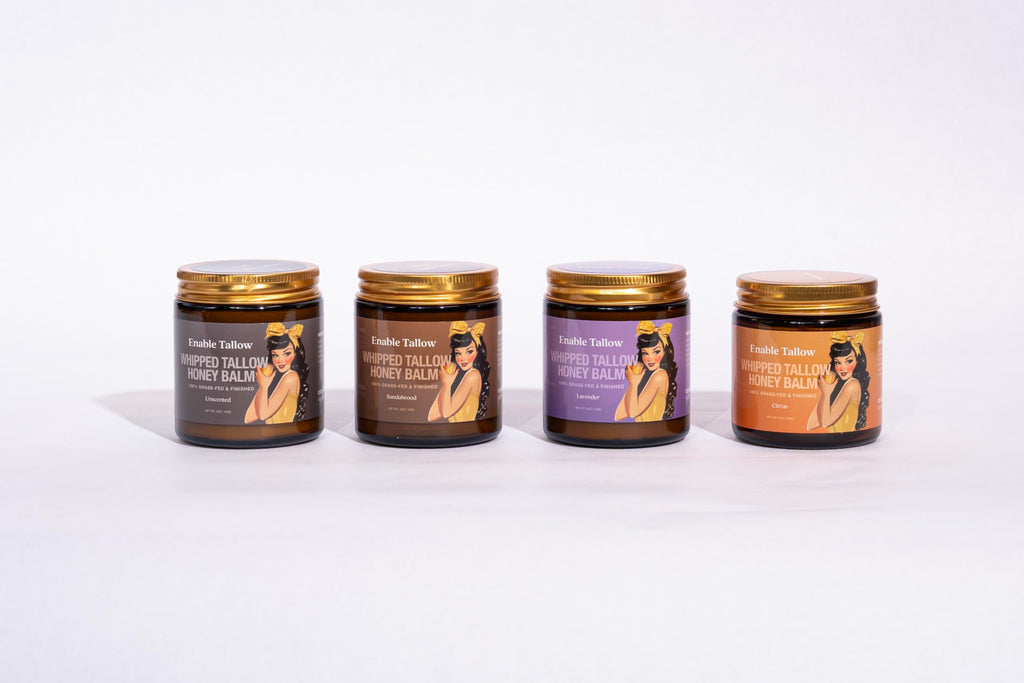 Enable Tallow Face & Body Cream – Whipped Beef Tallow & Manuka Honey Balm for Dry & Sensitive Skin, 4oz