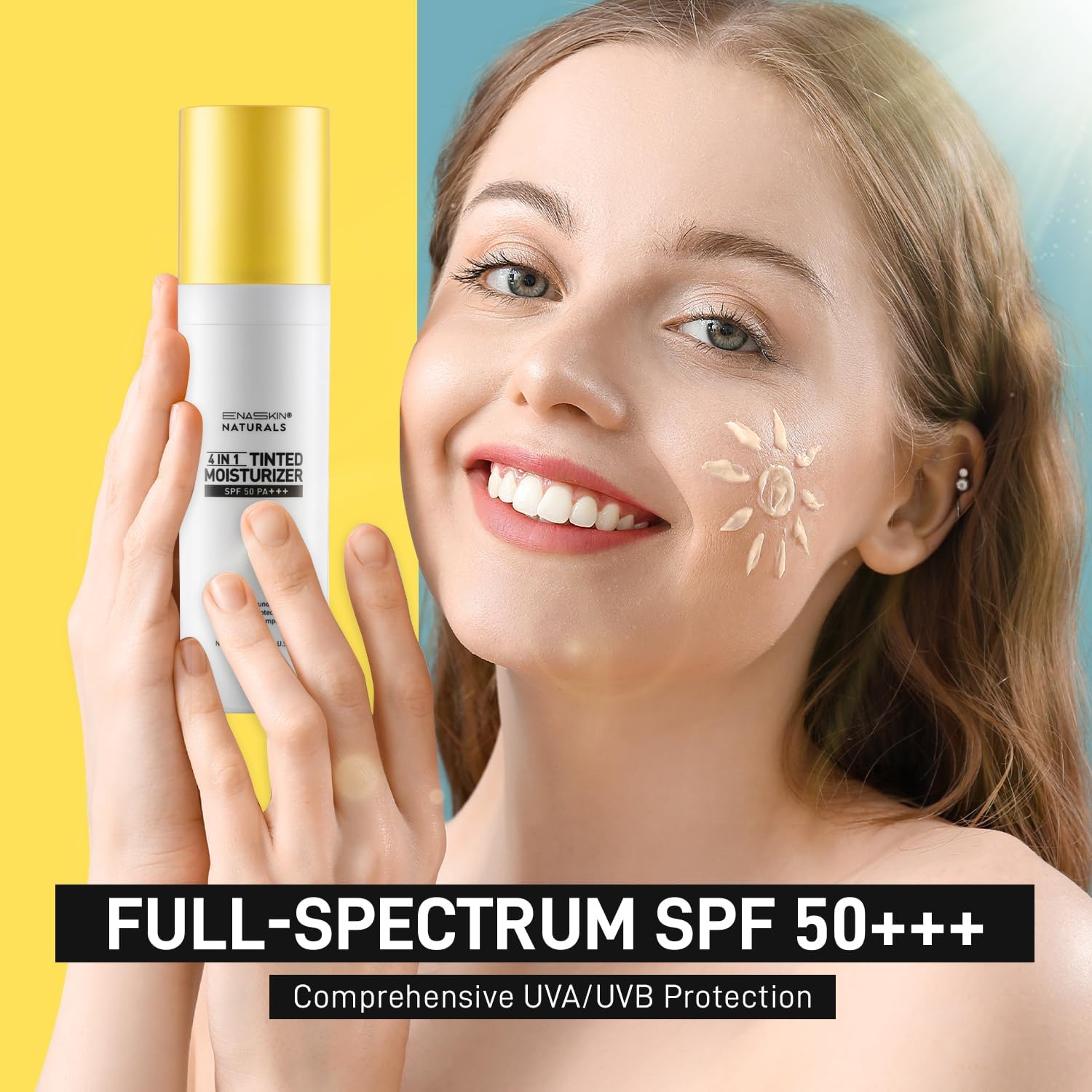 Enaskin Naturals Tinted Moisturizer SPF 50 — 1.7 oz 4-in-1 Mineral Face Cream with Zinc Oxide