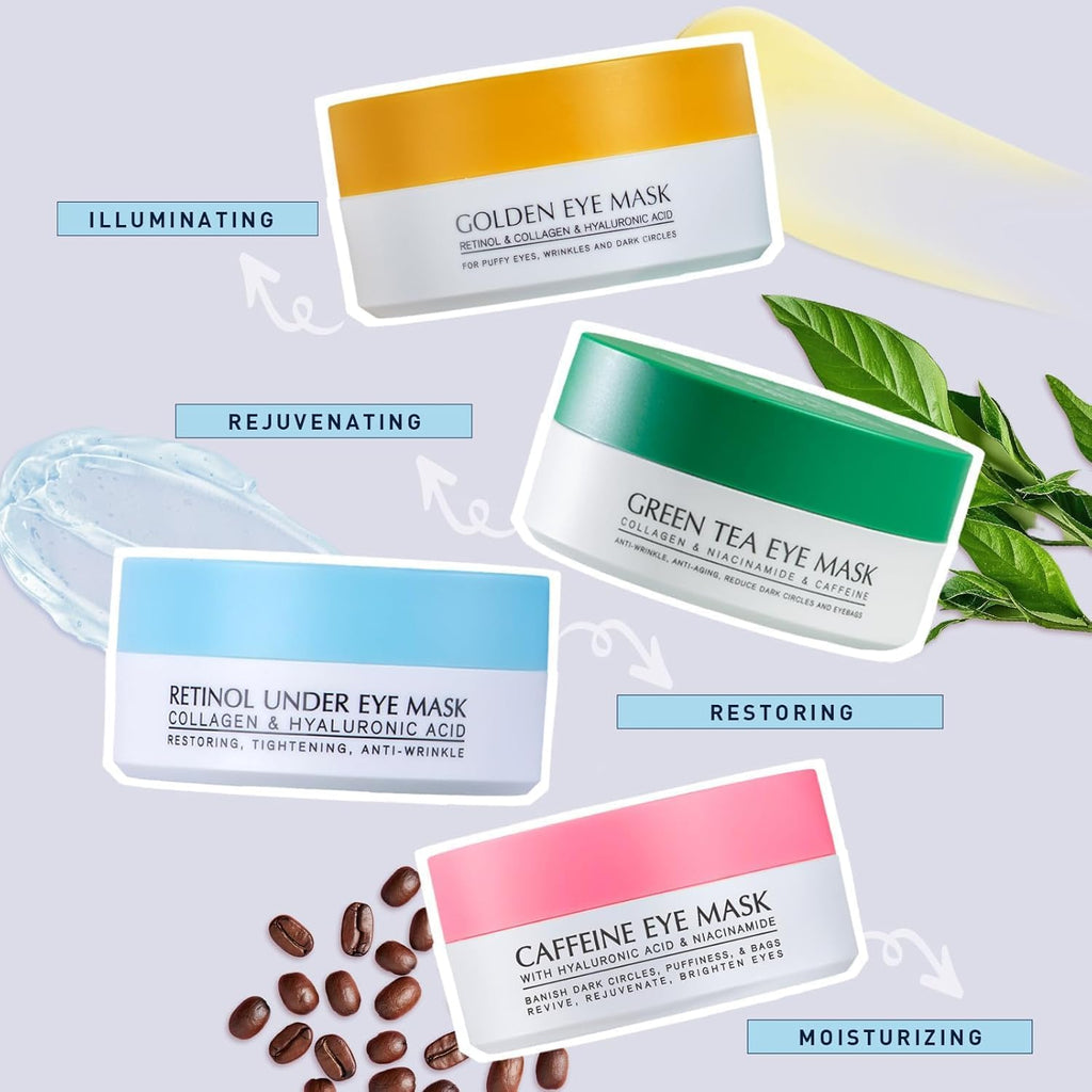 Enaskin Naturals Under Eye Patches Kit – 120 Pcs Retinol & 24K Gold Gel Masks (2 Pack) for Day & Night Use
