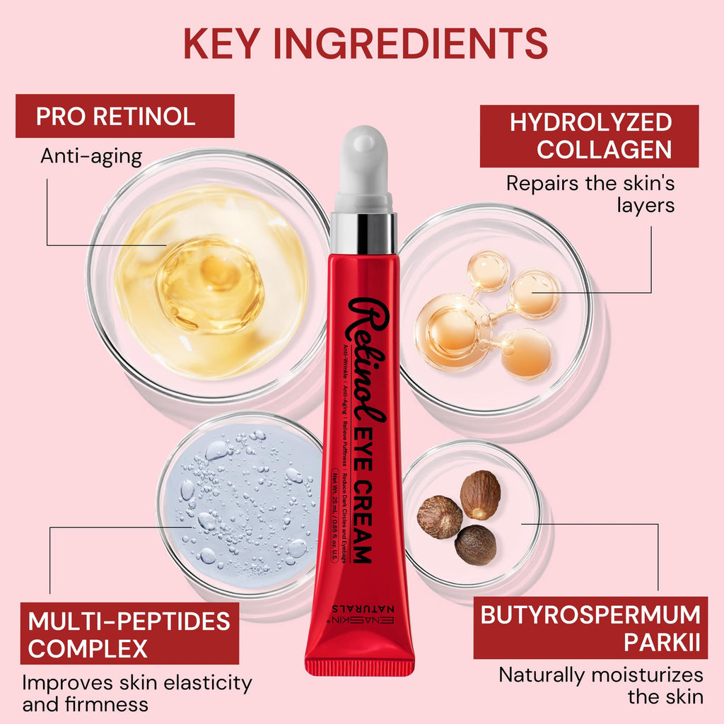 Enaskin Naturals Retinol Eye Cream – Anti-Aging Eye Tightener, Dark Circles & Puffiness, 0.85 fl oz