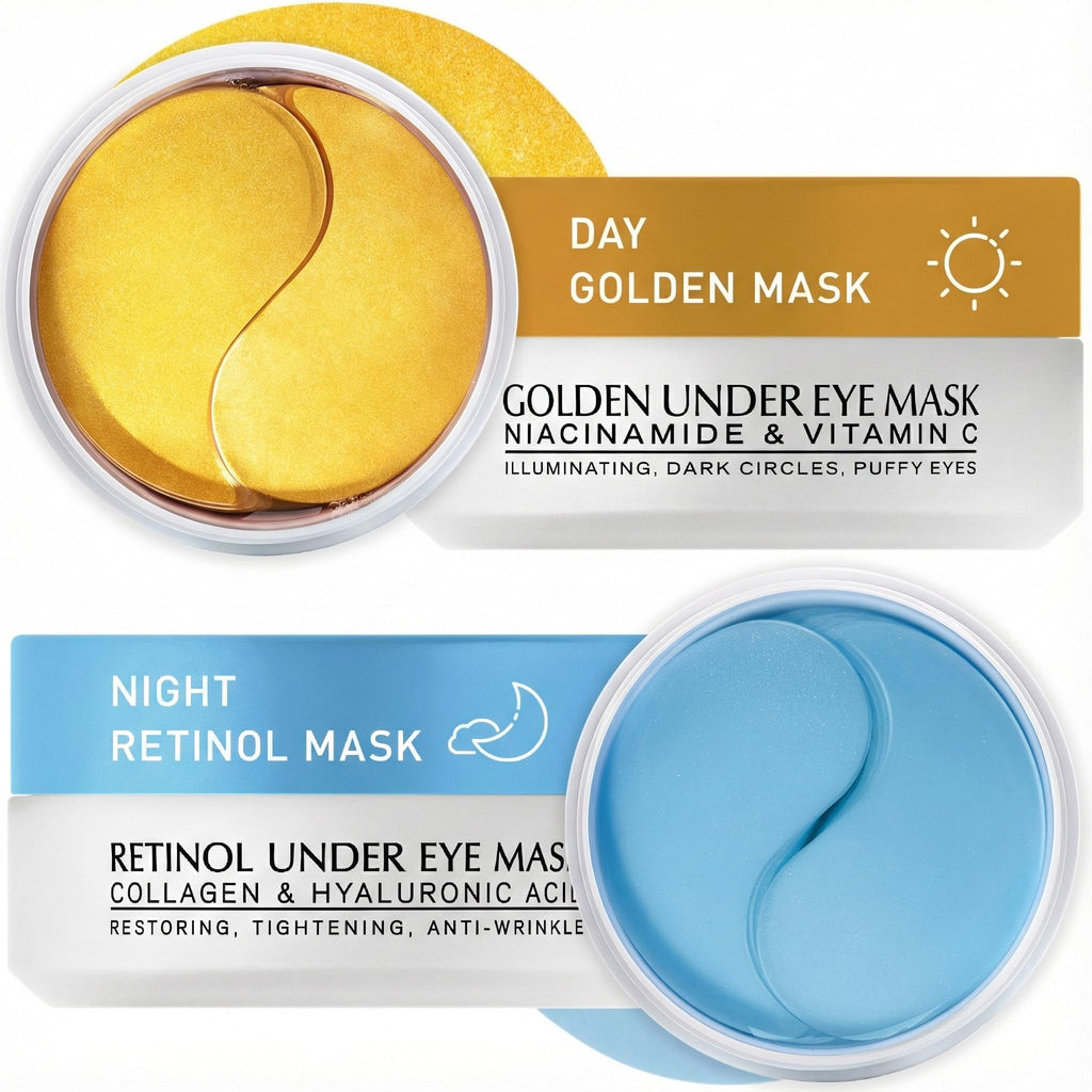 Enaskin Naturals Under Eye Patches Kit – 120 Pcs Retinol & 24K Gold Gel Masks (2 Pack) for Day & Night Use
