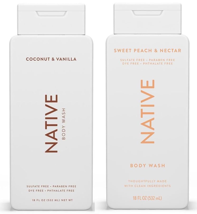 Energizing Essentials 1852 Bundle – 2-Pack Body Wash (Coconut & Vanilla, Sweet Peach & Nectar)