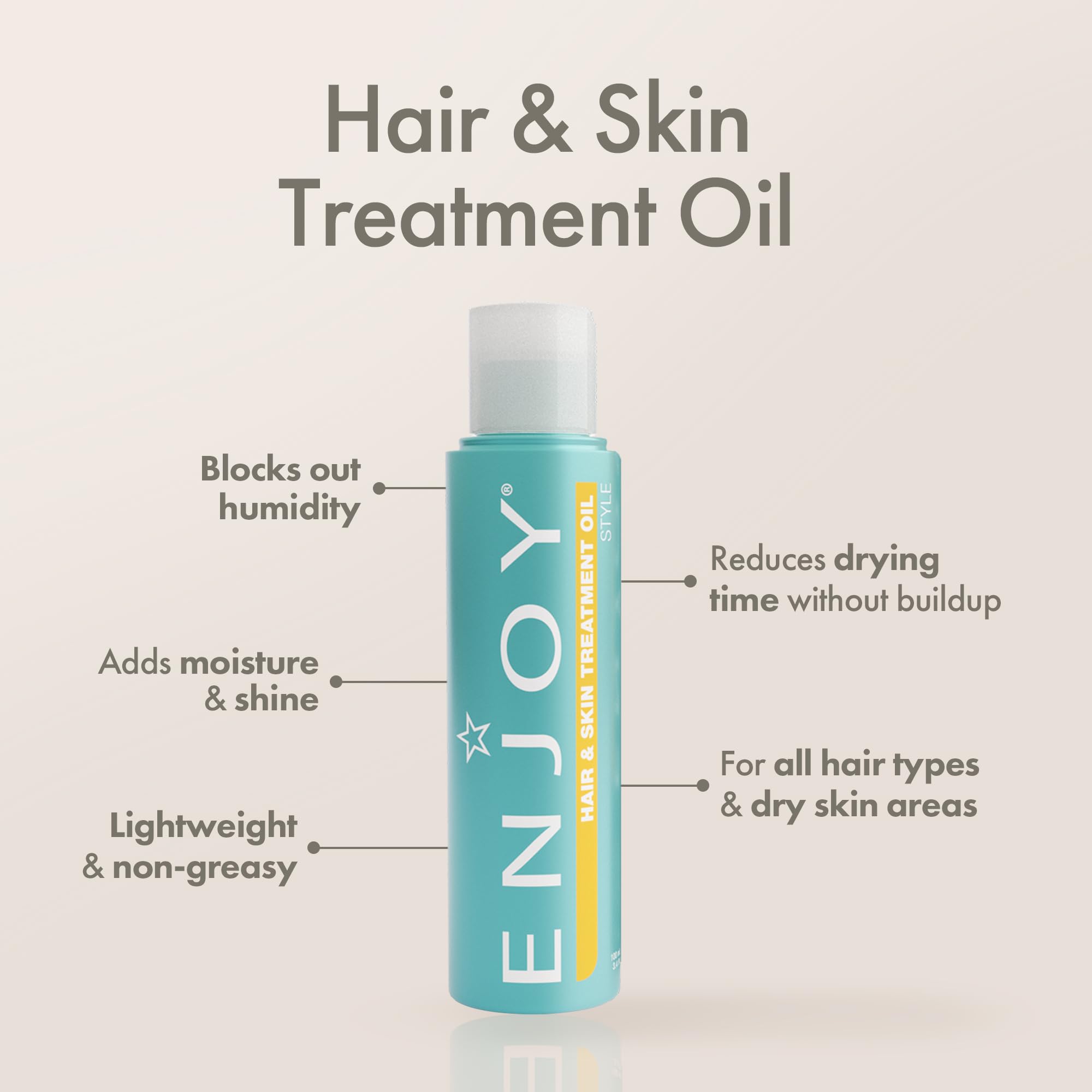 Enjoy Hair & Skin Treatment Oil – Lightweight, Non-Greasy Hydration for Fast Drying & Smooth Finish (3.4 oz)